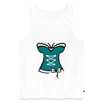 Fake Dirndl lustiges Kleid - Männer Premium Bio Tank Top - Weiß - Vorne - Michal (187cm)