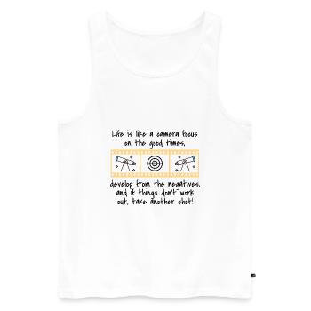 Life is like a camera: focus on the good times - Men's Premium Organic Tank Top - white - Front - AI Model Male 178 light (178cm)