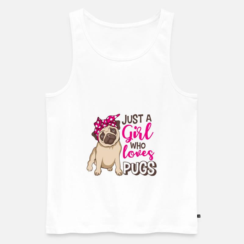 Pug Mops Mädchen - Männer Premium Bio Tank Top - Weiß