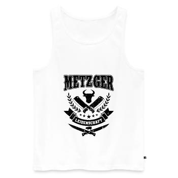 Metzger Spruch - Männer Premium Bio Tank Top - Weiß - Vorne - Michal (187cm)