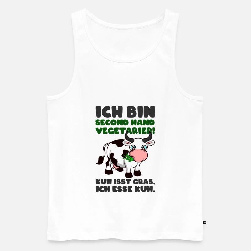 Ich bin Second Hand Vegetarier - Männer Premium Bio Tank Top - Weiß