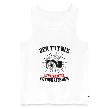 Fotograf - Männer Premium Bio Tank Top - Weiß - Vorne - Michal (187cm)