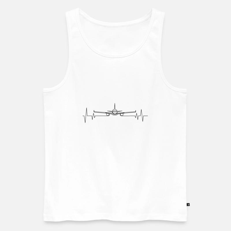 Flugzeug Herzschlag - Männer Premium Bio Tank Top - Weiß
