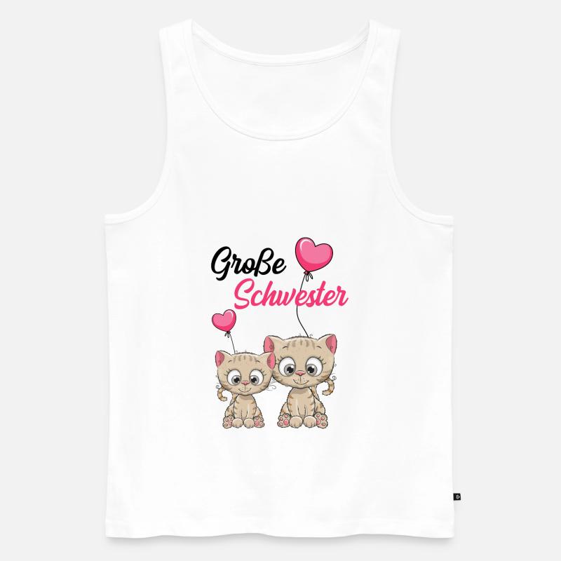 Große Schwester Katze - Männer Premium Bio Tank Top - Weiß