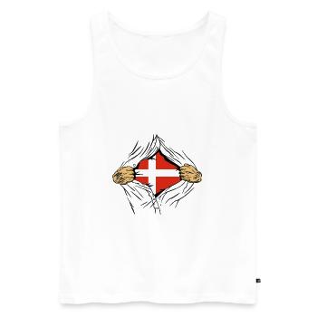 Danemark Drapeau Scandinavie Drapeau danois Voyage - Débardeur bio Premium Homme - blanc - Devant - Michal (187cm)