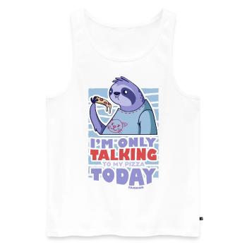 I'm Only Talking To My Pizza Today Sloth - Men's Premium Organic Tank Top - white - Front - Michal (187cm)