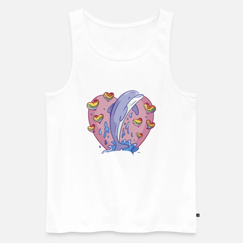 Delfin Delfinschule Säugetier Meer Delfinarium - Männer Premium Bio Tank Top - Weiß