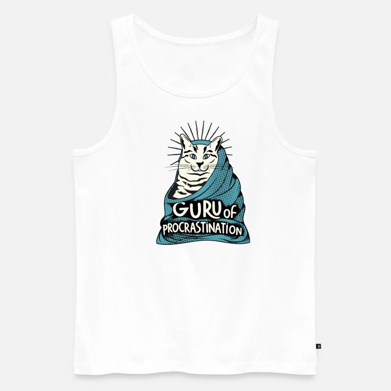 Procrastination cat - Männer Premium Bio Tank Top - Weiß