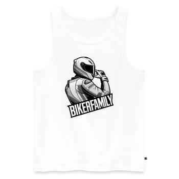 Bikerfamily | Motorrad und Auto Aufkleber - Männer Premium Bio Tank Top - Weiß - Vorne - Michal (187cm)