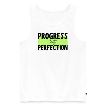 Progress beats perfection Light Green T Shirt - Men's Premium Organic Tank Top - white - Front - Michal (187cm)