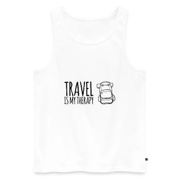 Voyager est ma thérapie - Débardeur bio Premium Homme - blanc - Devant - Michal (187cm)