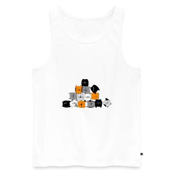 Chat, chat, chat ... miaou - Débardeur bio Premium Homme - blanc - Devant - AI Model Male 178 light (178cm)