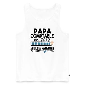 Papa 2023 Comptable Comptabilité Calcul Métier - Débardeur bio Premium Homme - blanc - Devant - Michal (187cm)