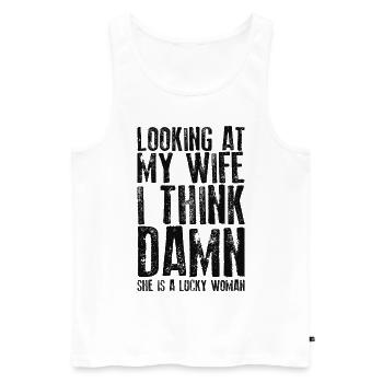 Lustiges Papa-Witz-Zitat-Geschenk für Ehemann Vater - Männer Premium Bio Tank Top - Weiß - Vorne - Michal (187cm)