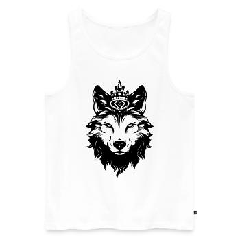 Roi tête de couronne de loup - Débardeur bio Premium Homme - blanc - Devant - Michal (187cm)