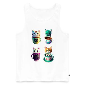 Mein bester Freund ist Kawaii-Kätzchen-Katzenkaffee - Männer Premium Bio Tank Top - Weiß - Vorne - Michal (187cm)