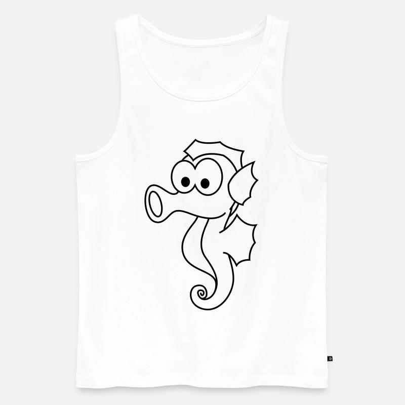 Seepferdchen Comic Tier - Männer Premium Bio Tank Top - Weiß