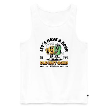 Old but Gold Let ́s have a Beer or two - Men's Premium Organic Tank Top - white - Front - Michal (187cm)