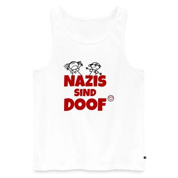Wir gegen rechts - Nazis sind doof - Männer Premium Bio Tank Top - Weiß - Vorne - Michal (187cm)
