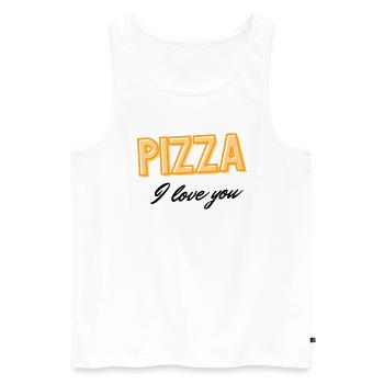 Pizza Je t’aime - Typographie alimentaire amusante et ludique - Débardeur bio Premium Homme - blanc - Devant - Michal (187cm)