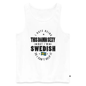 I'm Swedish Funny Swedish T Shirt - Men's Premium Organic Tank Top - white - Front - AI Model Male 178 light (178cm)