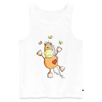 Cheval avec des papillons - Débardeur bio Premium Homme - blanc - Devant - Michal (187cm)