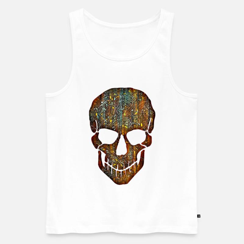 Flower Skull - Männer Premium Bio Tank Top - Weiß