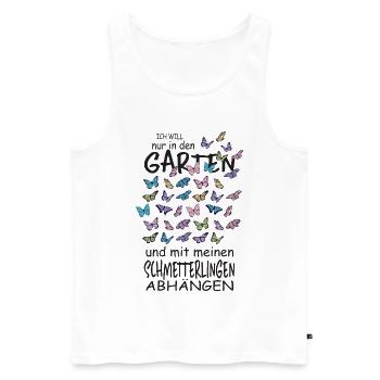 Schmetterlinge und mein Garten - Männer Premium Bio Tank Top - Weiß - Vorne - Michal (187cm)