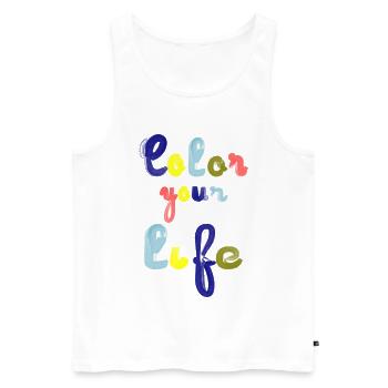 color your life - Men's Premium Organic Tank Top - white - Front - Michal (187cm)