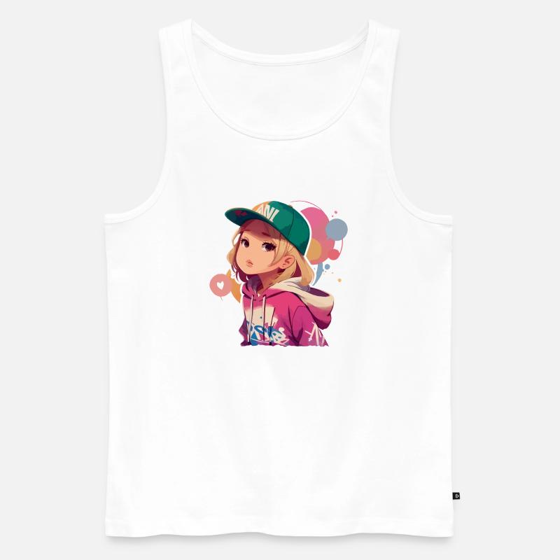 Blondes Mädchen im Kapuzenpullover - Männer Premium Bio Tank Top - Weiß