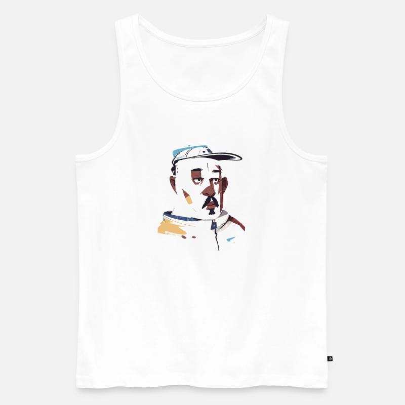 Künstlerischer schwarzer Mann mit Snapback - Männer Premium Bio Tank Top - Weiß
