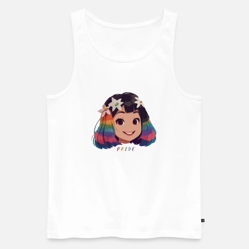 Mädchen mit Regenbogenhaaren - Männer Premium Bio Tank Top - Weiß