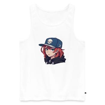 Skater Girl - Débardeur bio Premium Homme - blanc - Devant - AI Model Male 178 light (178cm)