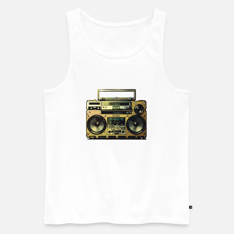 Goldener Ghettoblaster - Männer Premium Bio Tank Top - Weiß