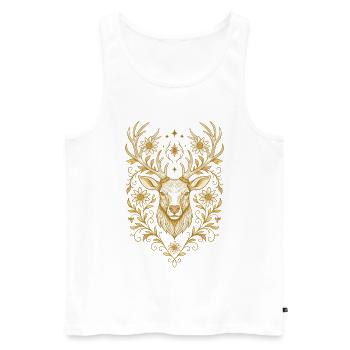 Noble Deer Head - Folk Festival &amp; Forest Love - Men's Premium Organic Tank Top - white - Front - AI Model Male 178 light (178cm)