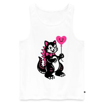 Chat Monstre Rose - Débardeur bio Premium Homme - blanc - Devant - Michal (187cm)