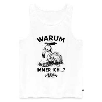Trauriger Flamingo | Sarkasmus & Schwarzer Humor - Männer Premium Bio Tank Top - Weiß - Vorne - Michal (187cm)