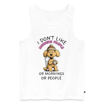 Grumpy Poodle Morning People Funny Dog - Débardeur bio Premium Homme - blanc - Devant - Michal (187cm)