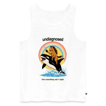Pony on Orca – Absurd Chaos - Men's Premium Organic Tank Top - white - Front - Michal (187cm)