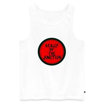 Really Up The Junction 1980's Retro Vintage Tee - Men's Premium Organic Tank Top - white - Front - Michal (187cm)