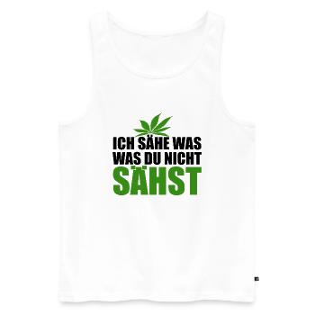 Cannabis, Ich sähe was was du nicht sähst, Hanf - Männer Premium Bio Tank Top - Weiß - Vorne - Michal (187cm)