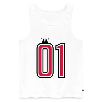 01 eins krone 1 nummer - Männer Premium Bio Tank Top - Weiß - Vorne - Michal (187cm)