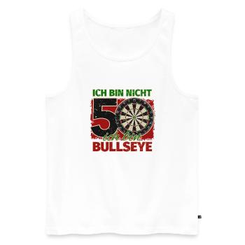 Ich bin nicht 50 ich bin Bullseye Geburtstag Dart - Männer Premium Bio Tank Top - Weiß - Vorne - Michal (187cm)