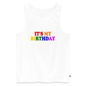 It's my birthday - Débardeur bio Premium Homme - blanc - Devant - Michal (187cm)