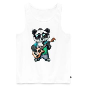 Panda Wippe - Männer Premium Bio Tank Top - Weiß - Vorne - AI Model Male 178 light (178cm)