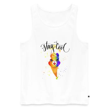 Alpaca LGBT Stay Cool Ice Cream Rainbow - Men's Premium Organic Tank Top - white - Front - Michal (187cm)