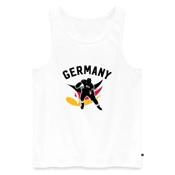 GERMANY EISHOCKEY STÜRMER MIT ADLER - Männer Premium Bio Tank Top - Weiß - Vorne - Michal (187cm)