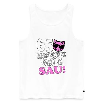 Sprüche Geburtstag Geile Sau 65 - Männer Premium Bio Tank Top - Weiß - Vorne - Michal (187cm)