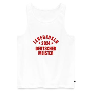 Leverkusen - Deutscher Meister 2024 - Männer Premium Bio Tank Top - Weiß - Vorne - Michal (187cm)