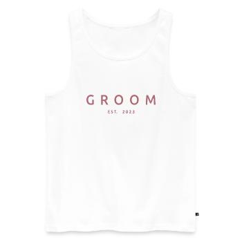 Groom Est. 2023 Engagement Gift Groom's Wedding - Men's Premium Organic Tank Top - white - Front - Michal (187cm)